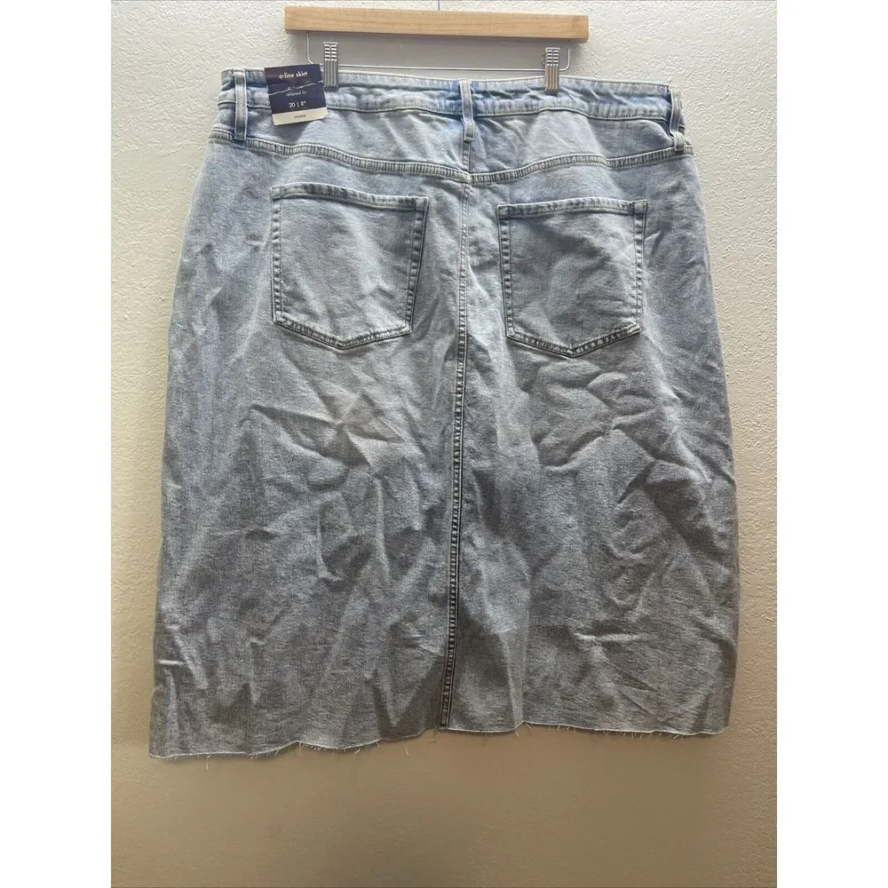 Womens Ava & Viv Denim Midi Skirt Light Wash 20 Blue Relaxed Fit Comfort Stretch - Picture 3 of 6